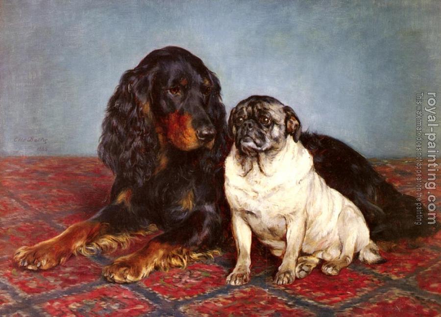 Otto Bache : A Spaniel And A Pug